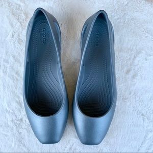 Crocs Flats Metallic Gray Sloane Women's Shoes 9